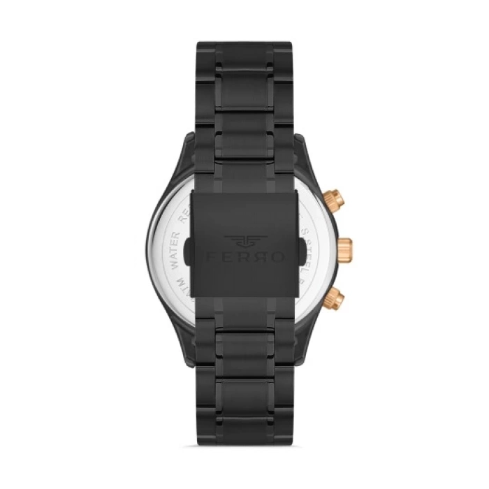 Ferro Siyah Çelik Kordon Erkek Kol Saati FM31320A-G Tüm Fonksiyonları Aktif 3 ATM Su Geçirmez