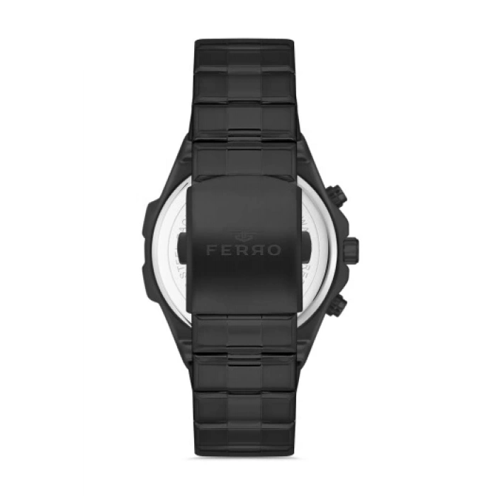 Ferro Siyah Çelik Kordon Erkek Kol Saati FM31356A-G Tüm Fonksiyonları Aktif 3 ATM Su Geçirmez