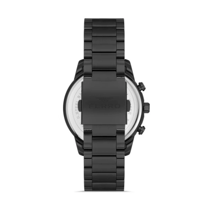 Ferro Siyah Çelik Kordon Erkek Kol Saati FM31370A-G Tüm Fonksiyonlar Aktif 3 ATM Su Geçirmez