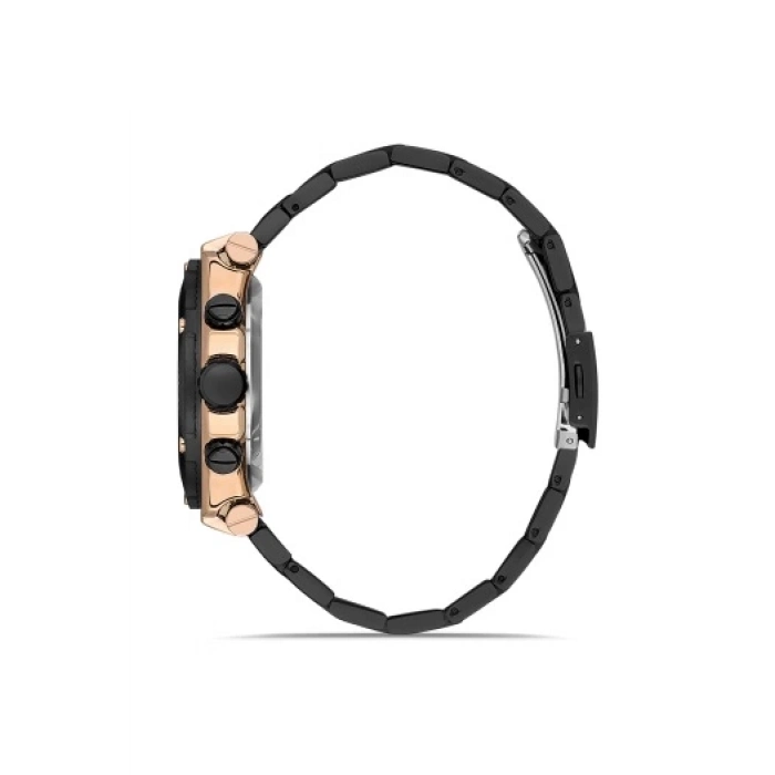 Ferro Siyah Çelik Kordon Erkek Kol Saati FM31397A-R Tüm Fonksiyonlar Aktif 3 ATM Su Geçirmez