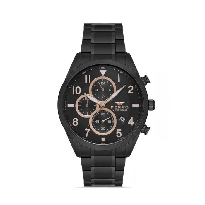 Ferro Siyah Çelik Kordon Erkek Kol Saati FM31454A-G