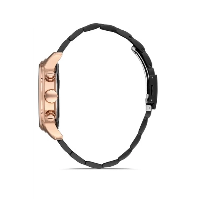 Ferro Siyah Çelik Kordon Erkek Kol Saati FM31916A-R Tüm Fonksiyonlar Aktif 3 ATM Su Geçirmez