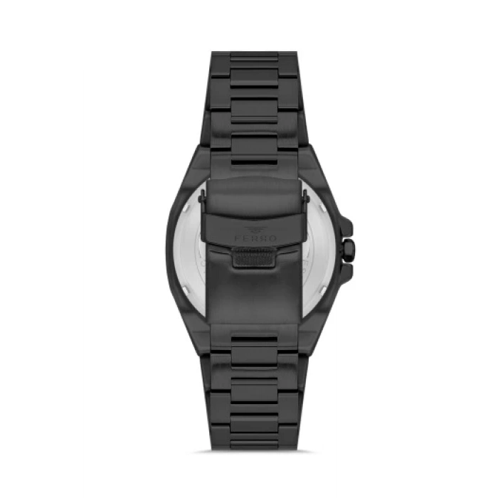 Ferro Siyah Çelik Kordon Erkek Kol Saati FM40127A-G Tüm Fonksiyonlar Aktif 3 ATM Su Geçirmez