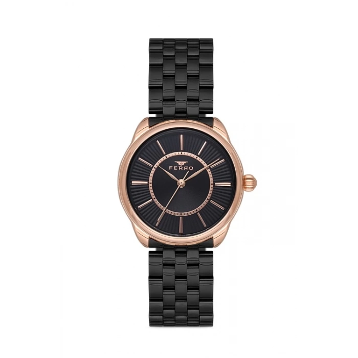 Ferro Black Steel Strap Womens Wristwatch F21152A-R