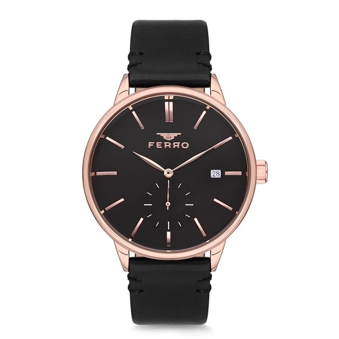 Ferro Siyah Deri Kordon Erkek Kol Saati F1910B-964-R