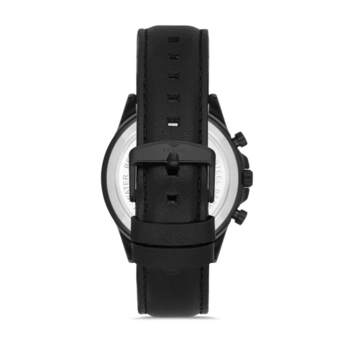 Ferro Siyah Deri Kordon Erkek Kol Saati FM11461B-G Fonksiyonları Aktif 3ATM Su Geçirmez HediyePaket