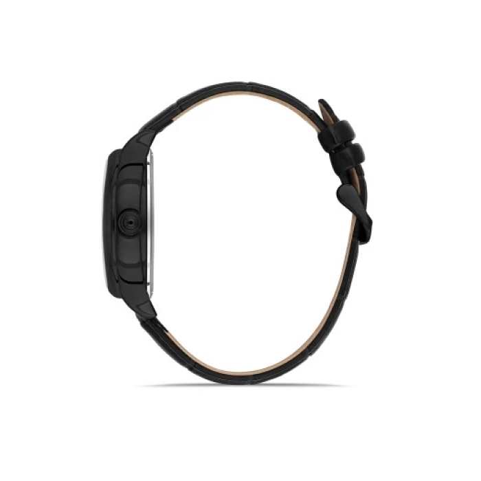 Ferro Siyah Deri Kordon Erkek Kol Saati FM40125B-G Tüm Fonksiyonlar Aktif 3 ATM Su Geçirmez