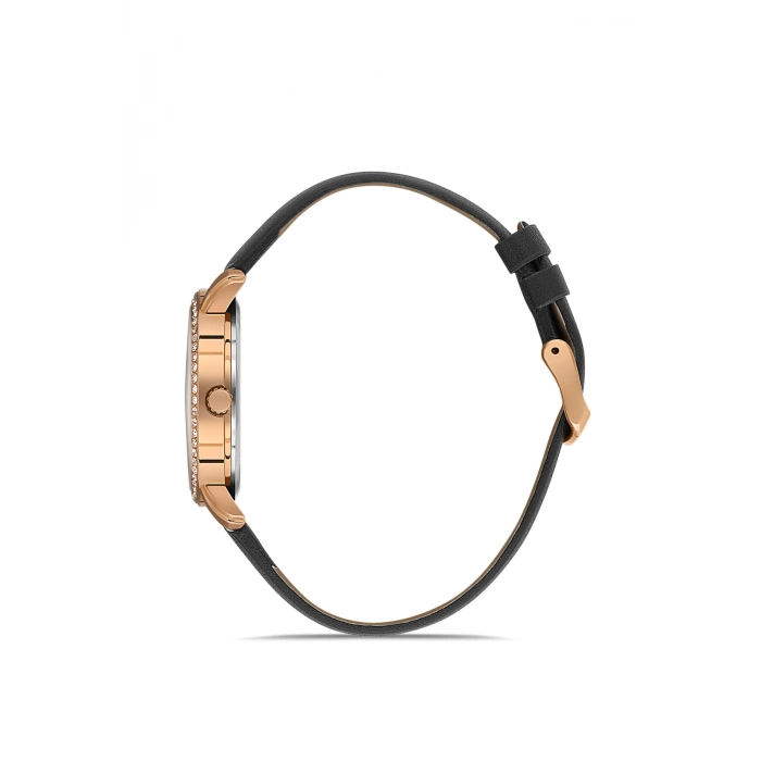 Ferro Siyah Deri Kordon Kadın Kol Saati FL21264B-R 3ATM Su Geçirmez 2 Yıl Garantili Hediye Paketli