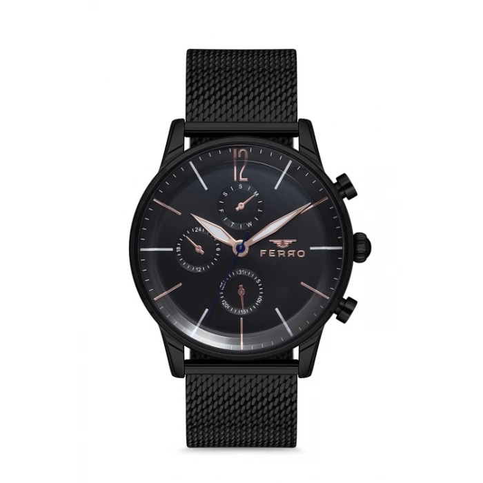 Ferro Black Mesh Strap Mens Wristwatch FM11039C-G