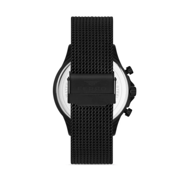 Ferro Siyah Hasır Kordon Erkek Kol Saati FM31298C-G Tüm Fonksiyonları Aktif 3 ATM Su Geçirmez