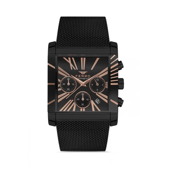 Ferro Black Mesh Strap Mens Wristwatch FM41292C-G