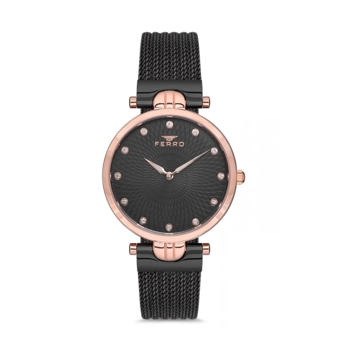 Ferro Siyah Hasır Kordon Kadın Kol Saati F21149C-R
