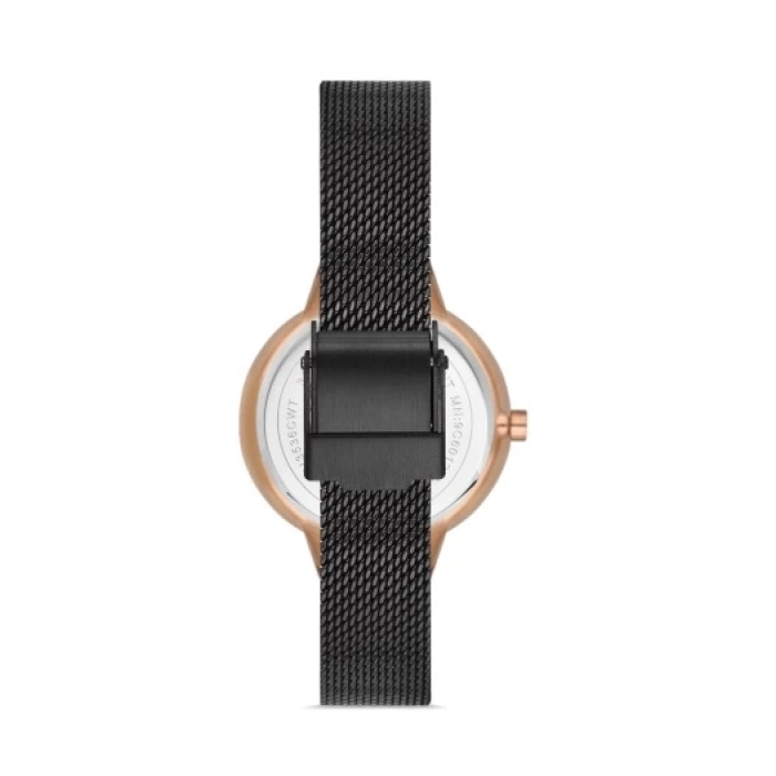 Ferro Siyah Hasır Kordon Kadın Kol Saati F21153C-R 3ATM Su Geçirmez 2 Yıl Garantili HediyePaketli