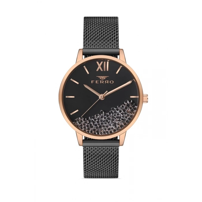 Ferro Black Mesh Strap Womens Wristwatch F21934C-Q
