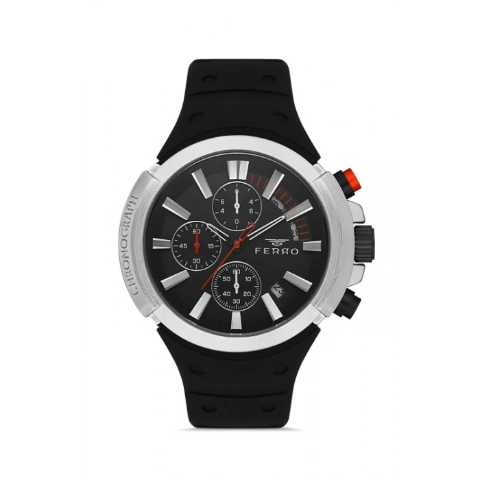 Ferro Black Silicone Band Mens Wristwatch FM11002D-J