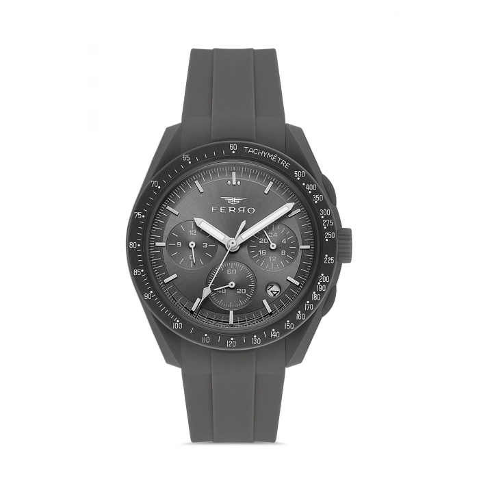 Ferro Siyah Silikon Kordon Kol Saati FM11401D-U Fonksiyonları Aktif 3ATM Su Geçirmez HediyePaket