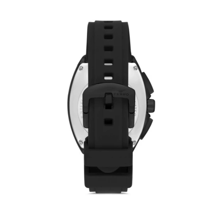 Ferro Siyah Silikon Kordon Erkek Kol Saati FM11444D-G Fonksiyonları Aktif 3ATM Su Geçirmez