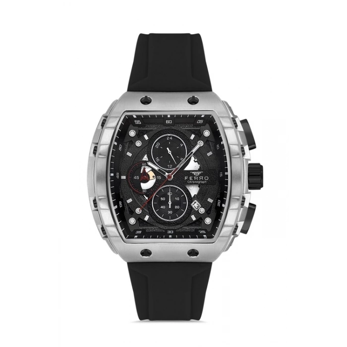Ferro Black Silicone Band Mens Wristwatch FM31346D-J2