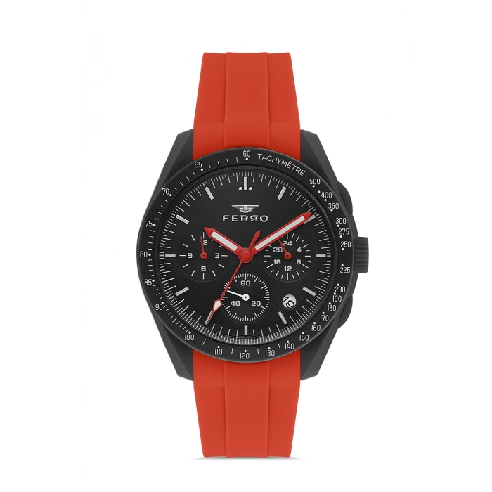 Ferro Siyah Silikon Kordon Kol Saati FM11401DWT-G Fonksiyonları Aktif 3ATM Su Geçirmez HediyePaket