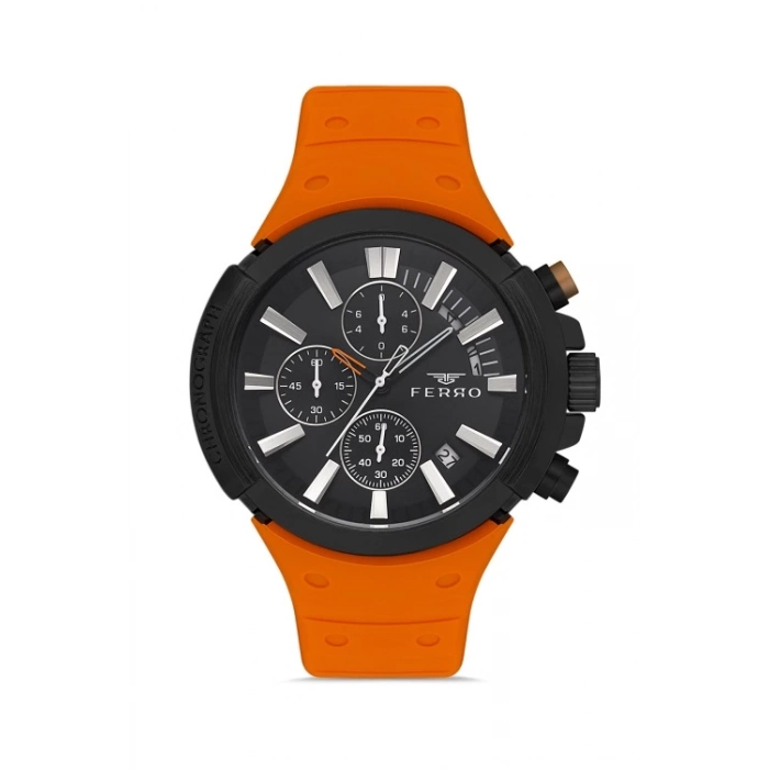 Ferro Turunucu Silikon Kordon Erkek Kol Saati FM11002D-O Fonksiyonları Aktif 3ATM Su Geçirmez