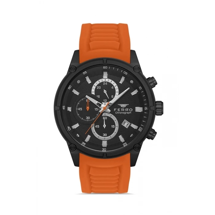 Ferro Turunucu Silikon Kordon Erkek Kol Saati FM31363D-ZL Tüm Fonksiyonlar Aktif 3 ATM Su Geçirmez