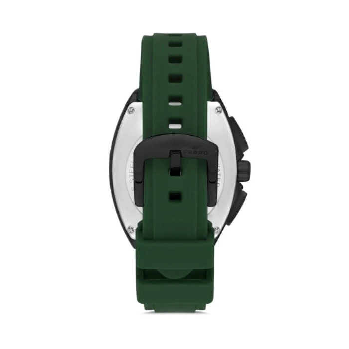Ferro Yeşil Silikon Kordon Erkek Kol Saati FM11444D-ZQ Fonksiyonları Aktif 3ATM Su Geçirmez