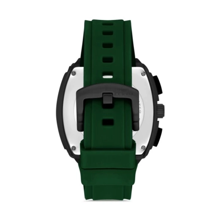 Ferro Yeşil Silikon Kordon Erkek Kol Saati FM31346D-ZF2 Tüm Fonksiyonları Aktif 3 ATM Su Geçirmez