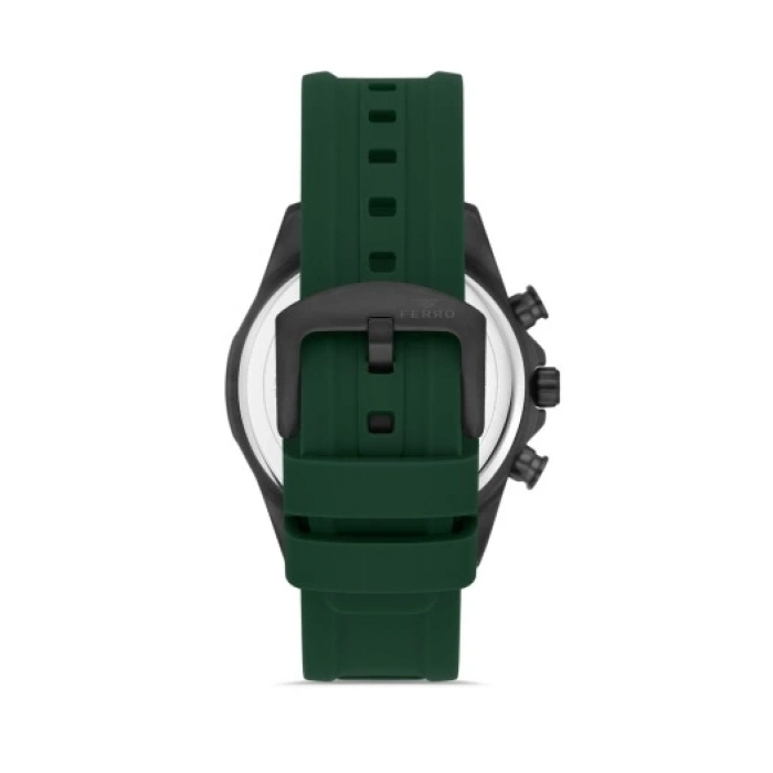 Ferro Yeşil Silikon Kordon Erkek Kol Saati FM31361D-ZJ10 Tüm Fonksiyonları Aktif 3 ATM Su Geçirmez