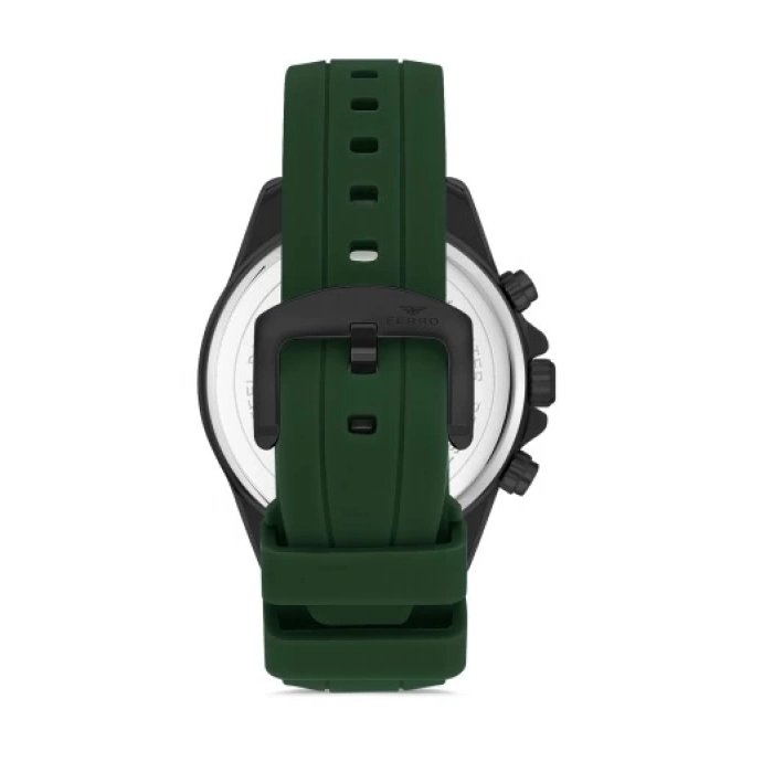 Ferro Yeşil Silikon Kordon Erkek Kol Saati FM31380D-ZF2 Tüm Fonksiyonlar Aktif 3 ATM Su Geçirmez