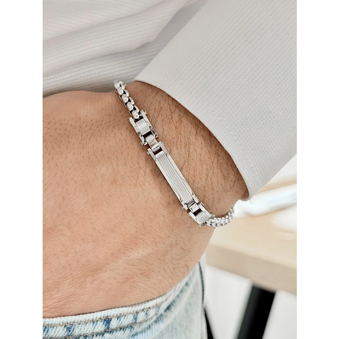 Gümüş Çelik Erkek Bileklik FRJ10099A-A 2 Yıl Garantili Hediye Paketli