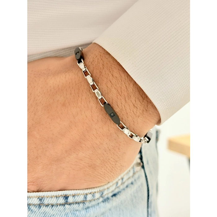 Gümüş Çelik Erkek Bileklik FRJ10100A-A 2 Yıl Garantili Hediye Paketli