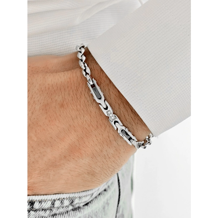 Gümüş Çelik Erkek Bileklik FRJ10105A-A 2 Yıl Garantili Hediye Paketli