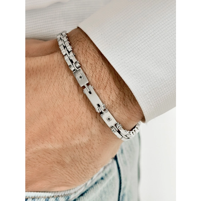 Gümüş Çelik Erkek Bileklik FRJ10110A-A 2 Yıl Garantili Hediye Paketli