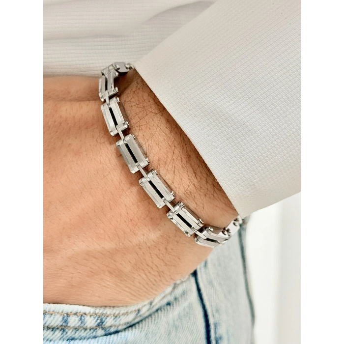 Gümüş Çelik Erkek Bileklik FRJ10148A-A 2 Yıl Garantili Hediye Paketli