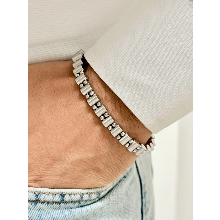 Gümüş Çelik Erkek Bileklik FRJ10154A- 2 Yıl Garantili Hediye Paketli