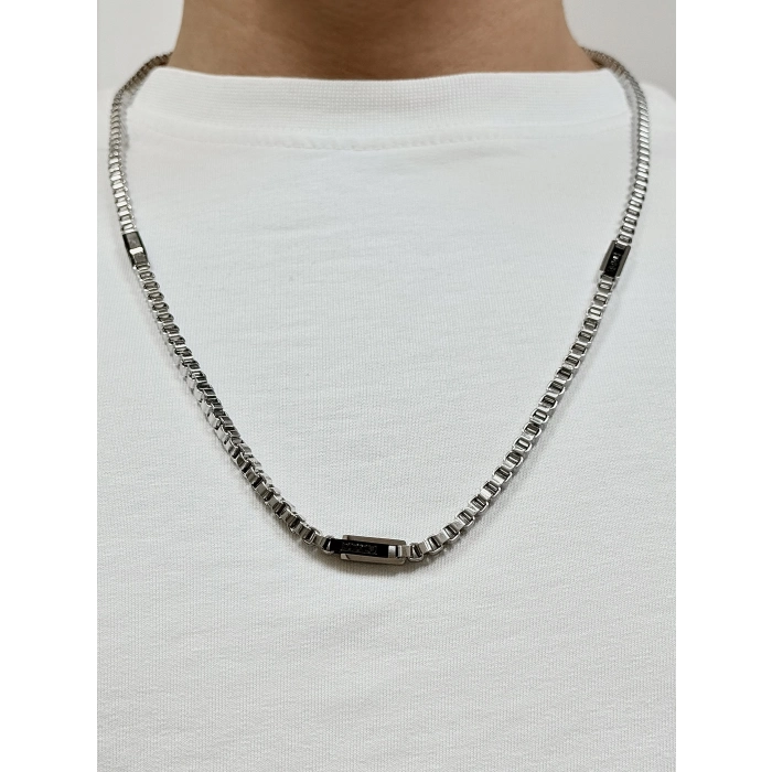 Gümüş Çelik Erkek Kolye FRJ10135A-J Kararma Yapmaz 2 Yıl Garantili Hediye Paketli