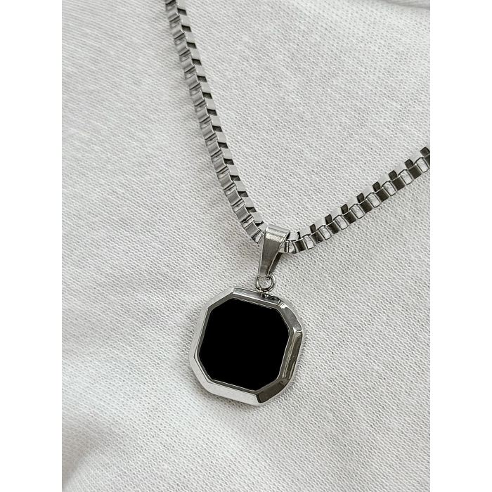 Gümüş Çelik Erkek Kolye FRJ10144A-A2 2 Yıl Garantili Hediye Paketli