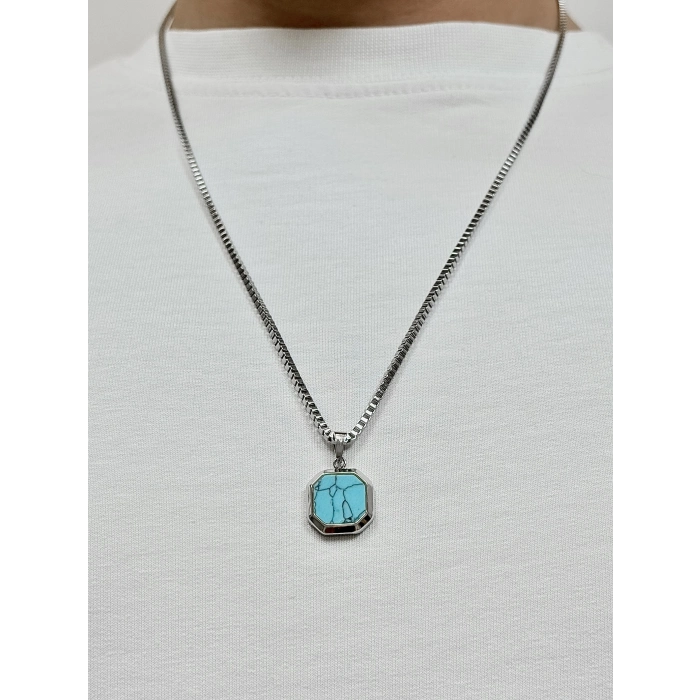 Gümüş Çelik Erkek Kolye FRJ10144A-A5 2 Yıl Garantili Hediye Paketli