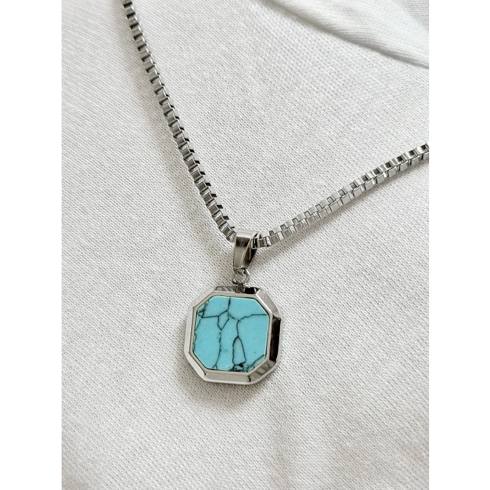 Gümüş Çelik Erkek Kolye FRJ10144A-A5 2 Yıl Garantili Hediye Paketli