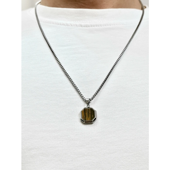 Gümüş Çelik Erkek Kolye FRJ10144A-A7 2 Yıl Garantili Hediye Paketli