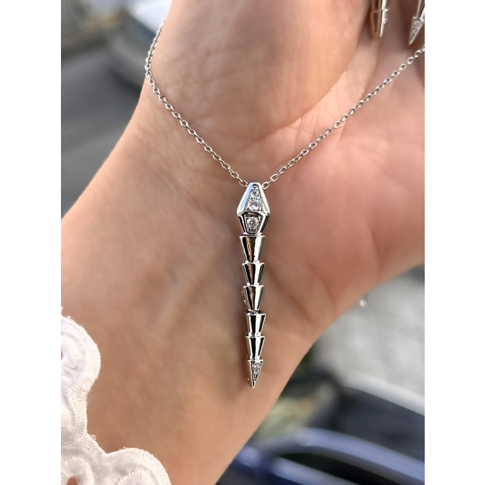 Gümüş Çelik Kadın Küpe ve Kolye Set FRJW10007A-A 2 Yıl Garantili Hediye Paketli