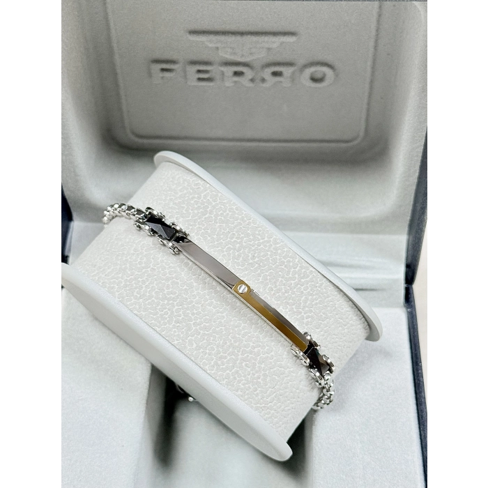 Gümüş ve Sarı Çelik Erkek Bileklik FRJ10102A-D 2 Yıl Garantili Hediye Paketli