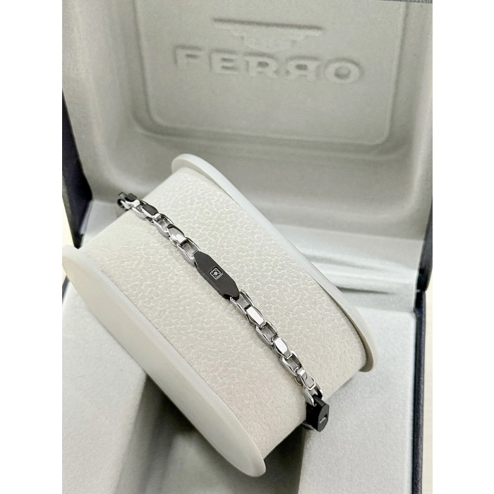 Gümüş ve Siyah Çelik Erkek Bileklik FRJ10100A-J 2 Yıl Garantili Hediye Paketli