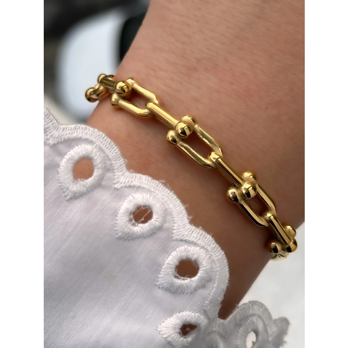 Sarı Çelik Kelepçe Kordon Kadın Bileklik FRJW10034A-B 2 Yıl Garantili Hediye Paketli