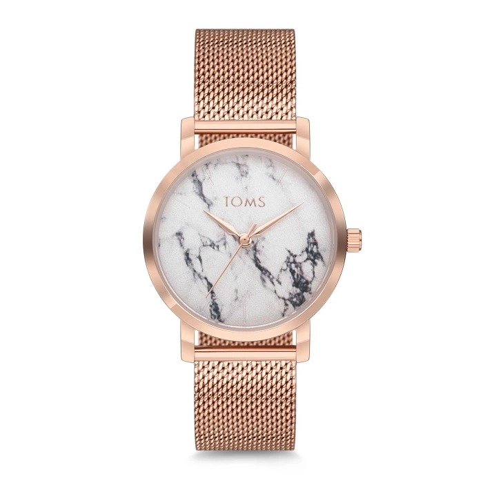 Toms Rose Hasır Kordon Kadın Kol Saati T1792C-1088-C 3ATM Su Geçirmez 2 Yıl Garantili