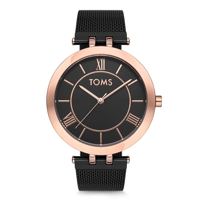 Toms Siyah Hasır Kordon Erkek Kol Saati T81874C-871-R 3 ATM Su Geçirmez 2 Yıl Garantili