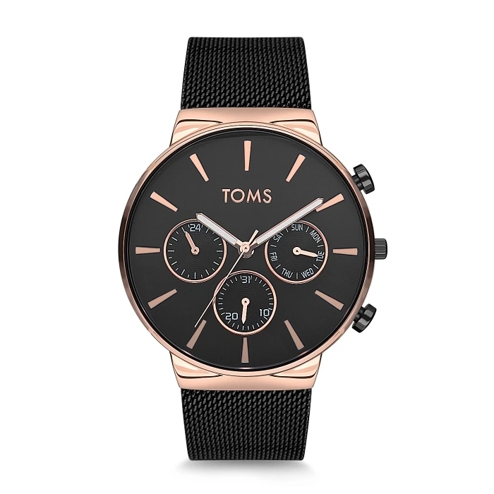 Toms Black Mesh Strap Mens Wristwatch TM1697C-1053-R