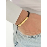 Sarı Çelik Deri Erkek Bileklik FRJ10190A-B 2 Yıl Garantili Hediye Paketli