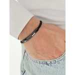 Siyah Çelik Deri Erkek Bileklik FRJ10190B-G 2 Yıl Garantili Hediye Paketli