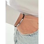 Siyah ve Gümüş Çelik Deri Erkek Bileklik FRJ10190A-J 2 Yıl Garantili Hediye Paketli